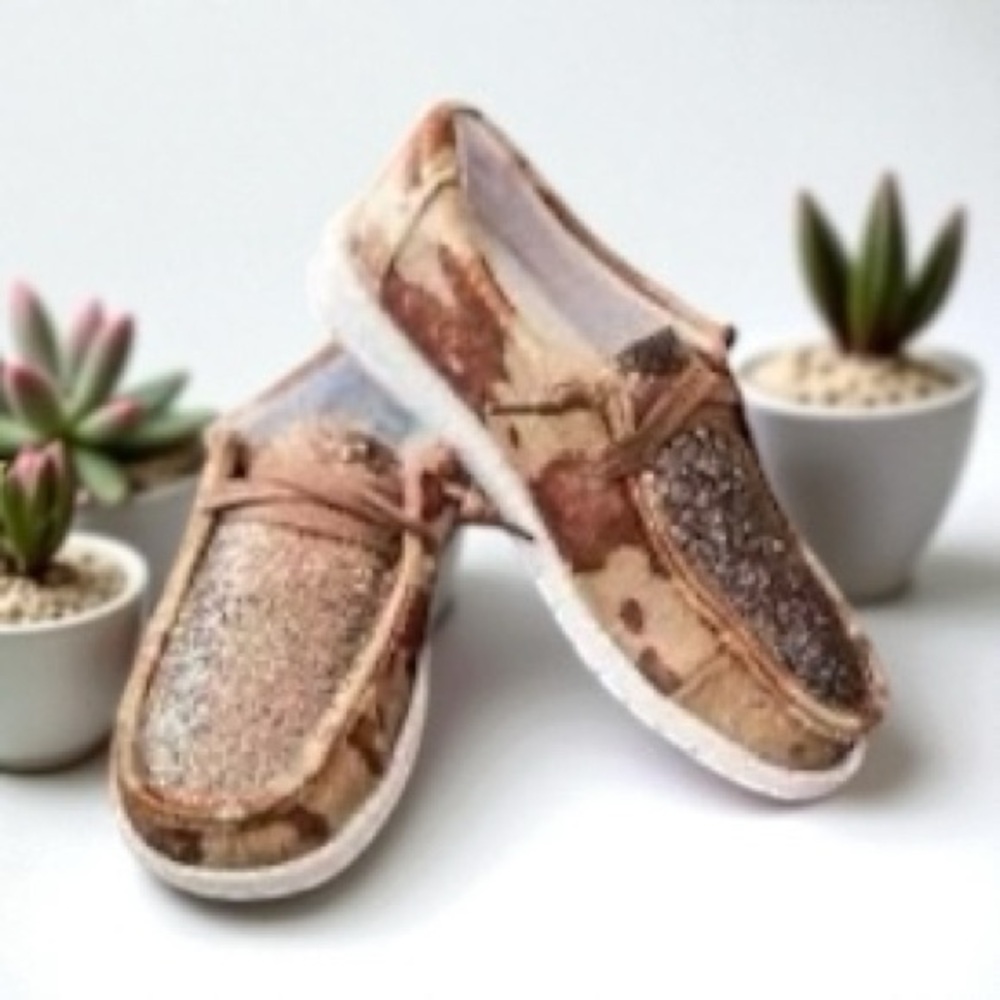 Women’s Glitter Loafers - Brown and Gold